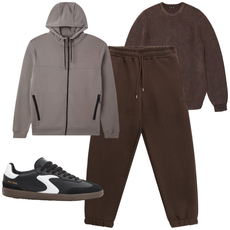 Outfit uomo - Total look #2254092. Stile Casual per Tutti i giorni. Abbinamento con sneakers, maglieria, felpe con cappuccio, pantaloni.
