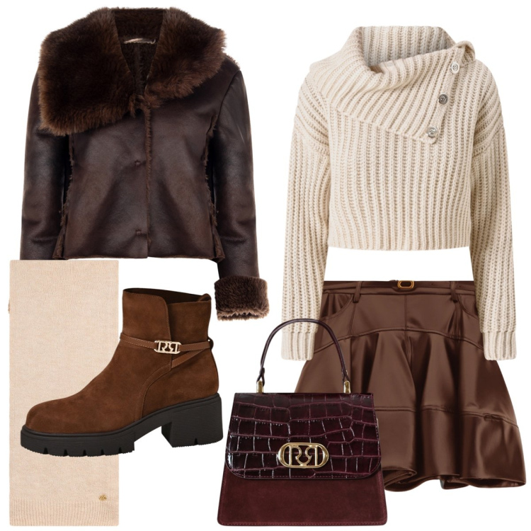Outfit donna - Rouches. Stile Casual chic per Tutti i giorni. Abbinamento con giacche, maglieria, stivaletti, borse a mano, minigonne, sciarpe.