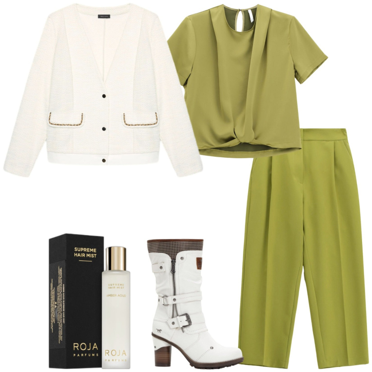 Outfit donna - Design casual e Urban mustang. Stile Minimal per Tutti i giorni. Abbinamento con stivali, profumi, bluse, pantaloni, blazer.