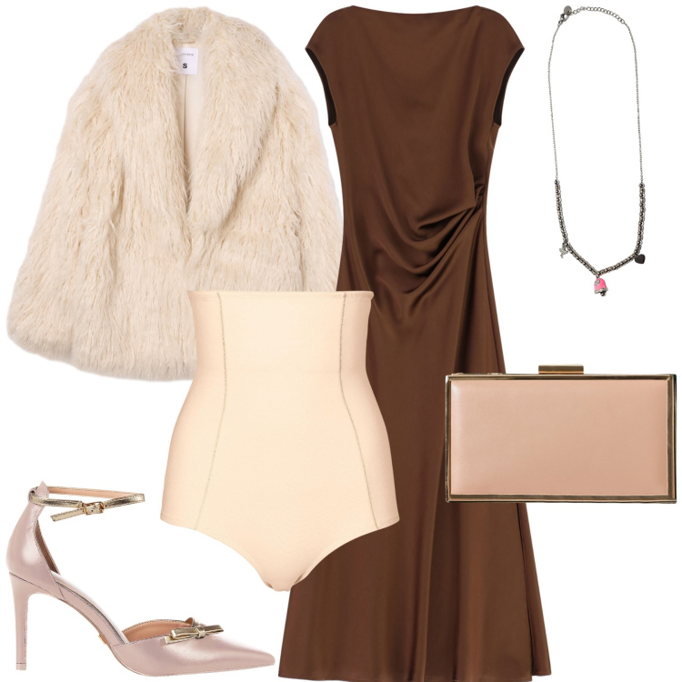 Outfit donna - Intimo modellante per cerimonia. Stile Glamour per Cerimonia. Abbinamento con culotte, ecopellicce, décolleté, pochette, vestiti lunghi, ciondoli.