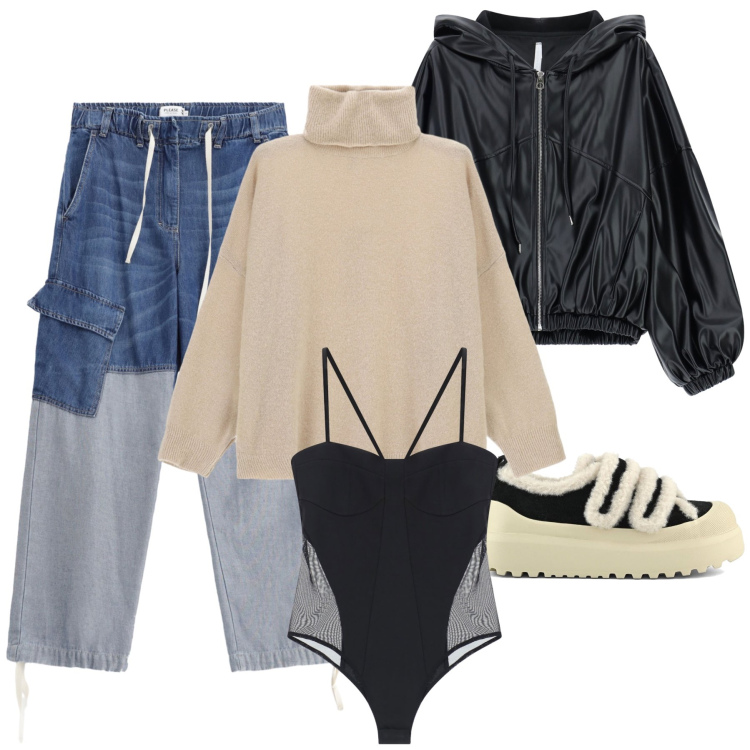 Outfit donna - Body wow nel piu’ casual dei look. Stile Casual per Tutti i giorni. Abbinamento con jeans, body, bomber, maglieria, sneakers.