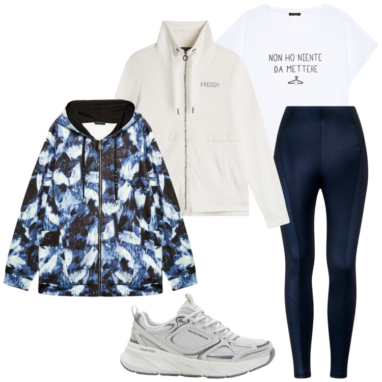 Outfit donna - Total look #2254133. Stile Sporty chic per Sport. Abbinamento con sneakers, pantaloni skinny, felpe, felpe con cappuccio, t-shirt.