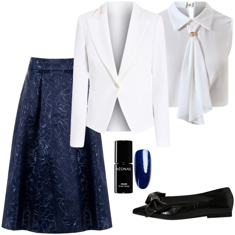 Outfit donna - Idee cerimonia con scarpe basse. Stile Chic per Cerimonia. Abbinamento con smalti, gonne longuette, blazer, ballerine, top.