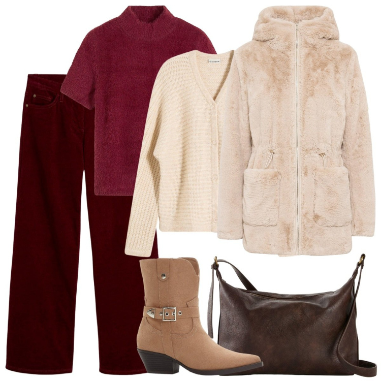 Outfit donna - Bonprix - Neutral by Nature. Stile Casual chic per Tutti i giorni. Abbinamento con pantaloni, maglieria, ecopellicce, stivaletti texani, cardigans, borse a tracolla.