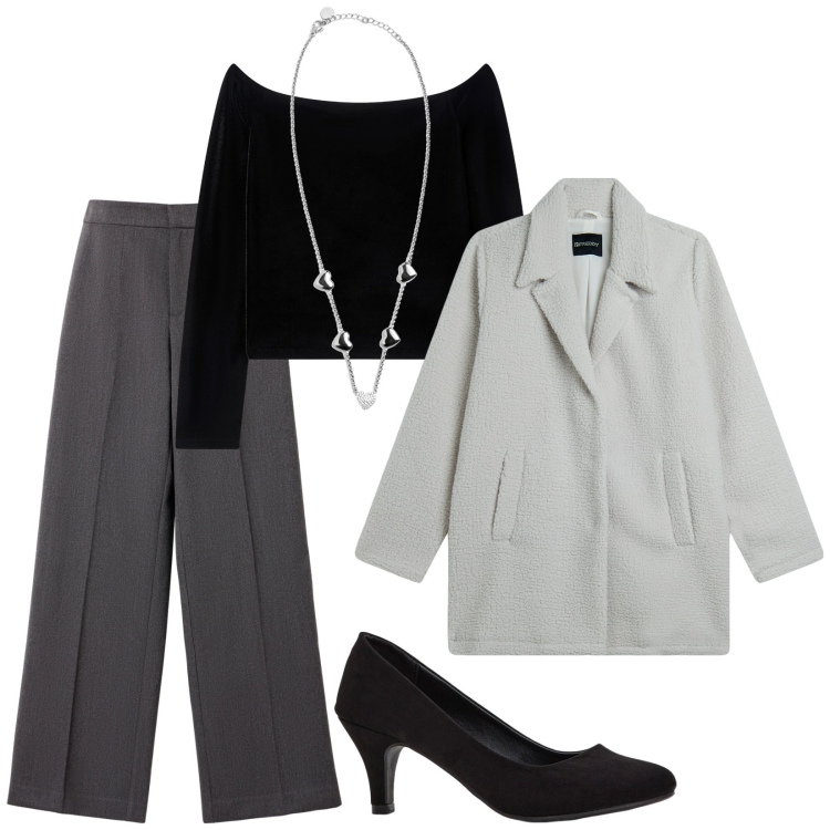 Outfit donna - Total look #2254254. Stile Bon Ton per Ufficio. Abbinamento con décolleté, pantaloni, bluse, cappotti, collane.