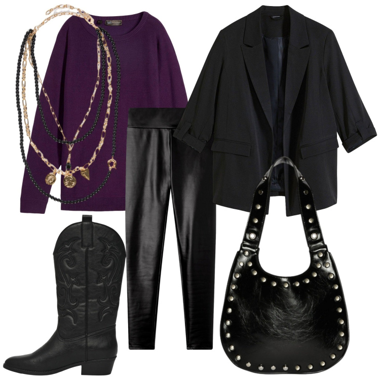 Outfit donna - Bantoa - rock... soft.. Stile Rock per Tutti i giorni. Abbinamento con maglieria, blazer, leggings, stivaletti texani, collane, borse a spalla.