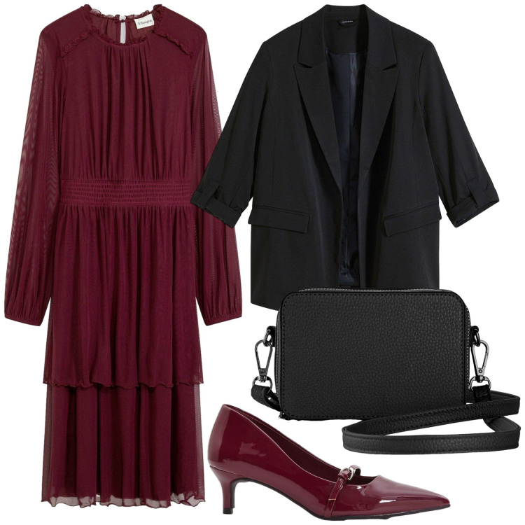 Outfit donna - Total look #2254266. Stile Chic per Serata fuori. Abbinamento con borse a tracolla, décolleté, blazer, vestiti.
