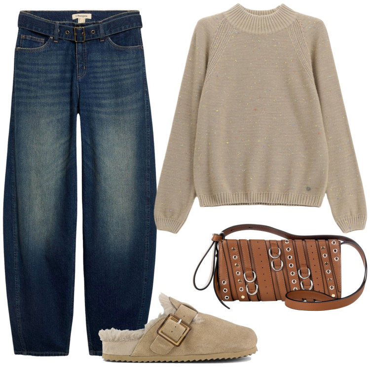 Outfit donna - Total look #2254277. Abbinamento con jeans, maglieria, borse a spalla, sabot.