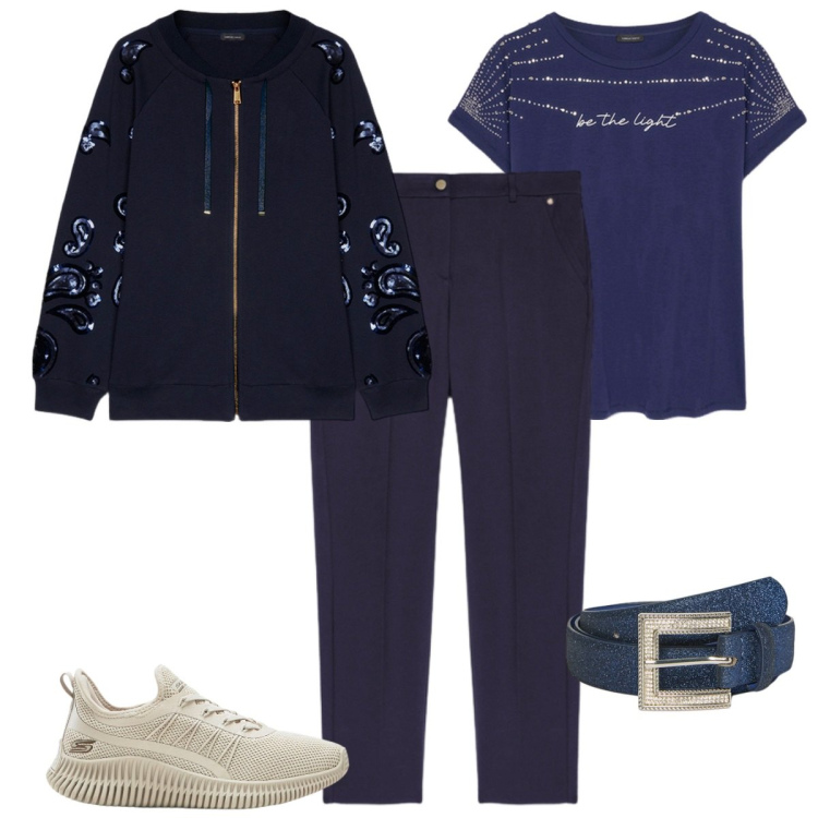 Outfit donna - Total look #2254391. Stile Sporty chic per Tutti i giorni. Abbinamento con sneakers, felpe, cinture, pantaloni, t-shirt.