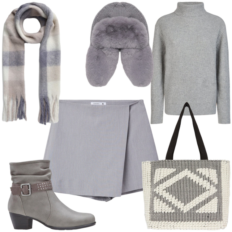 Outfit donna - Grey is a good choice. Stile Casual chic per Tutti i giorni. Abbinamento con stivaletti, minigonne, berretti, sciarpe, shopping bag, maglieria.