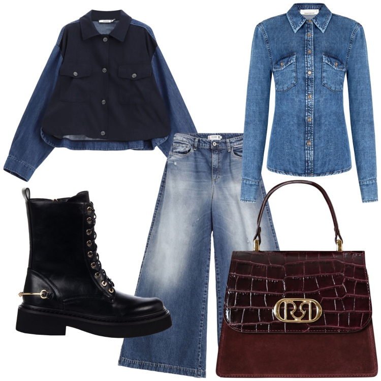 Outfit donna - Jeans forever. Stile Sporty chic per Tutti i giorni. Abbinamento con jeans, blazer, anfibi, camicie, borse a mano.