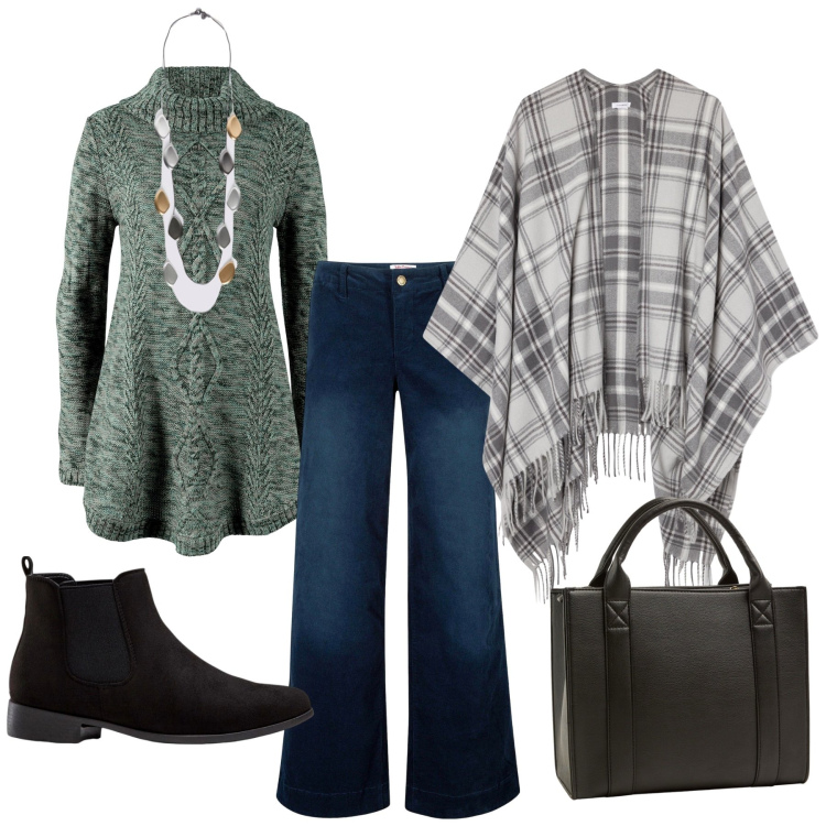 Outfit donna - Total look #2254434. Stile Basic per Tutti i giorni. Abbinamento con maglieria, pantaloni, stivaletti chelsea, cappotti, borse tote, collane.