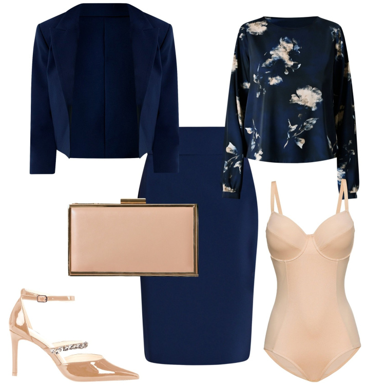 Outfit donna - Cerimonia evento serata. Stile Chic per Serata fuori. Abbinamento con body, gonne, bolero, bluse, pochette, décolleté.