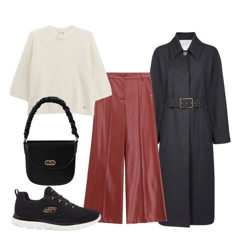 Outfit donna - Total look #2254459. Stile Chic per Tutti i giorni. Abbinamento con sneakers, borse a mano, pantaloni, pullovers, cappotti.