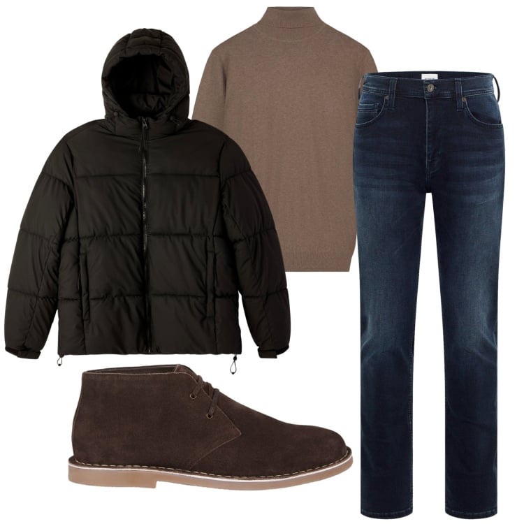 Outfit uomo - Total look #2254472. Stile Casual per Tutti i giorni. Abbinamento con jeans slim fit, bomber, stivali e stivaletti, maglieria.