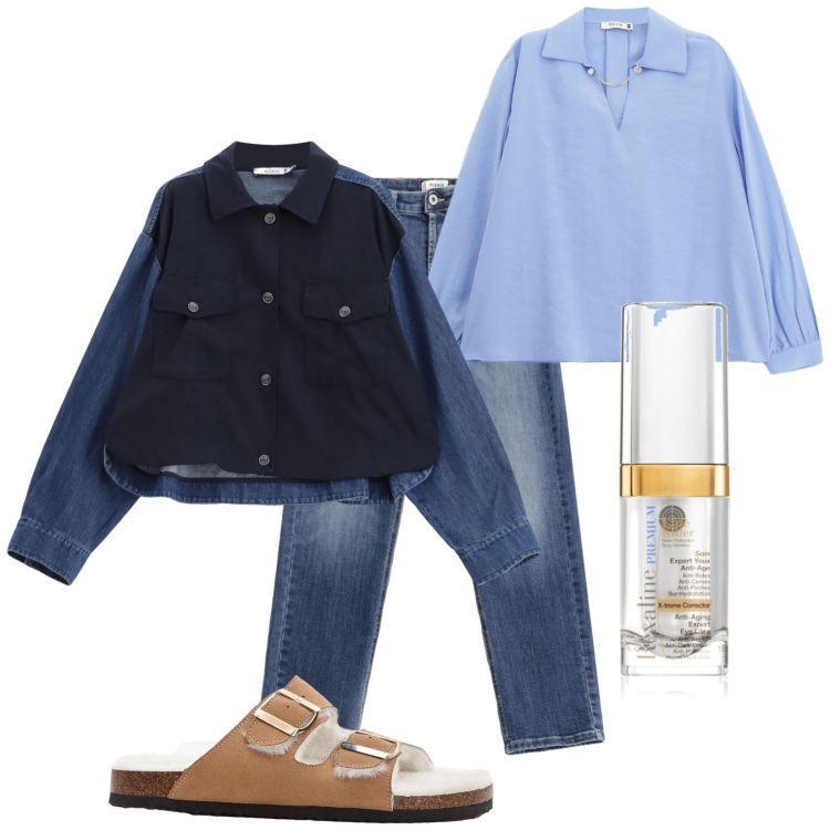 Outfit donna - Total look #2254490. Stile Casual per Tutti i giorni. Abbinamento con pantofole, correttori, blazer, jeans, camicie.