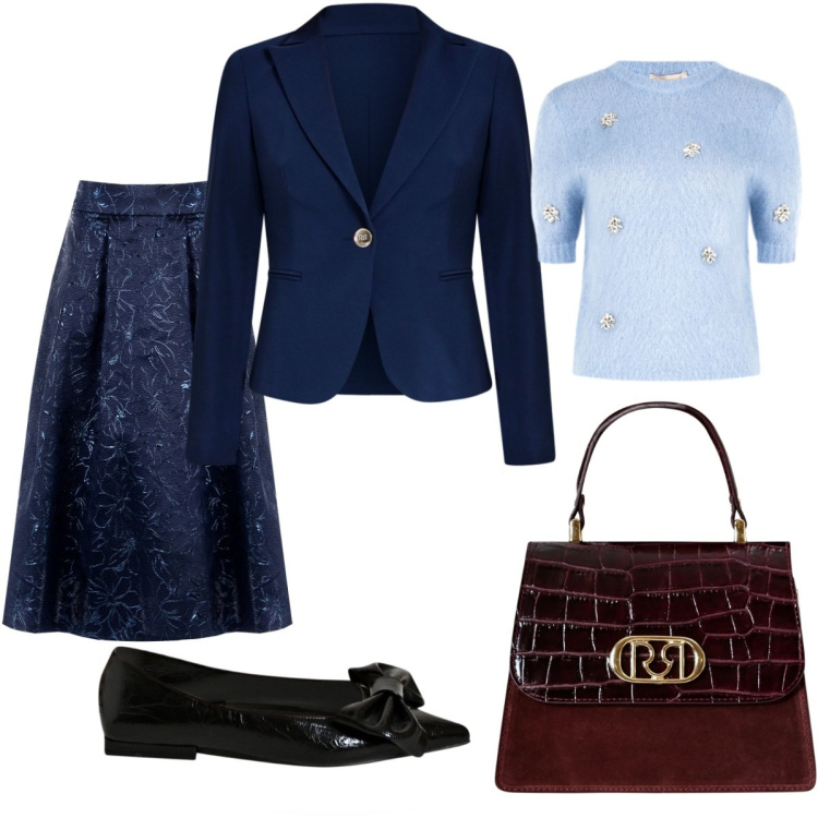 Outfit donna - Bantoa -Fall Mid Season Sale. Stile Bon Ton per Serata fuori. Abbinamento con gonne longuette, blazer, maglieria, borse a mano, ballerine.