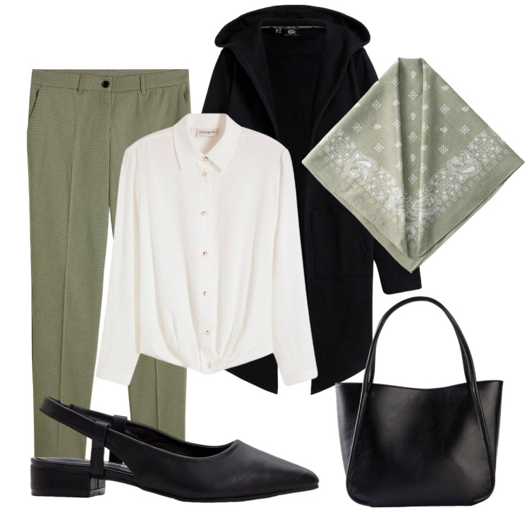 Outfit donna - La camicia bianca che hai nell\'armadio. Stile Basic per Ufficio. Abbinamento con blazer, décolleté, pantaloni, shopping bag, camicie, foulard.