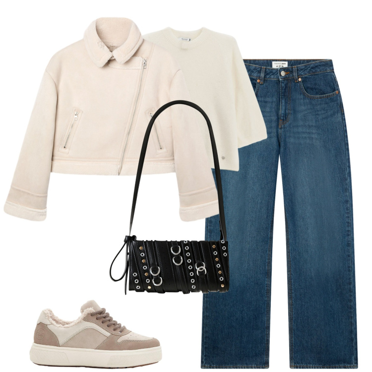 Outfit donna - Fall. Stile Casual per Tutti i giorni. Abbinamento con sneakers, jeans, giacche, pullovers, borse a spalla.