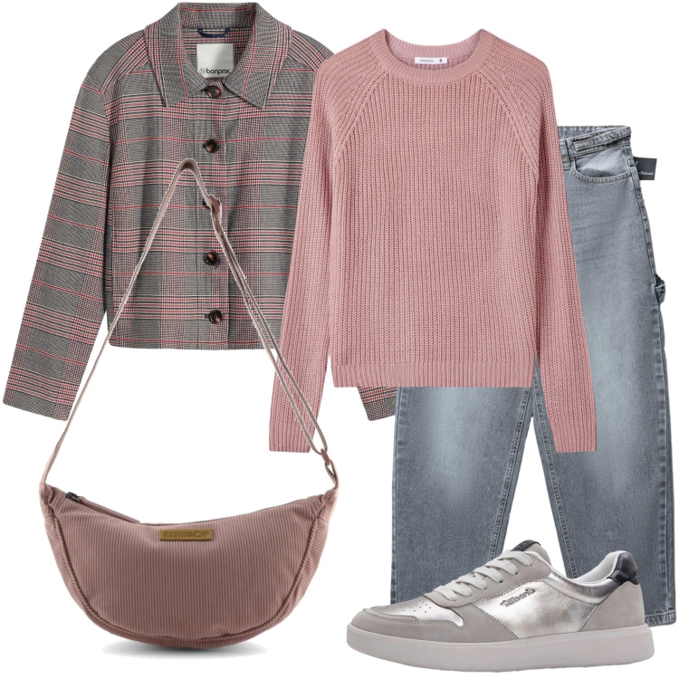 Outfit donna - Giacca trendy. Stile Urban per Tutti i giorni. Abbinamento con cappotti, sneakers, jeans, borse a tracolla, maglieria.