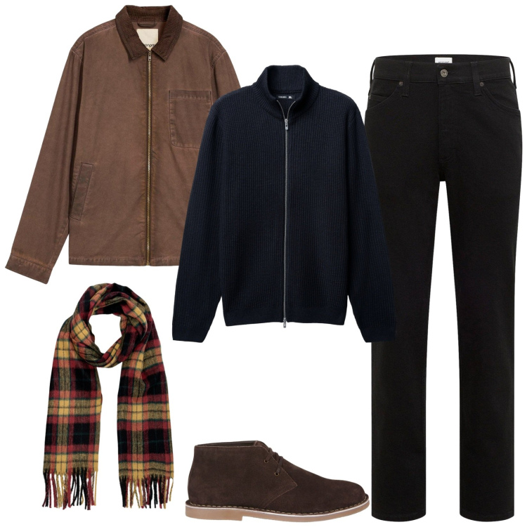Outfit uomo - La sciarpa sofisticata. Stile Casual per Tutti i giorni. Abbinamento con jeans dritti, giacche, cardigans, stivali e stivaletti, sciarpe.