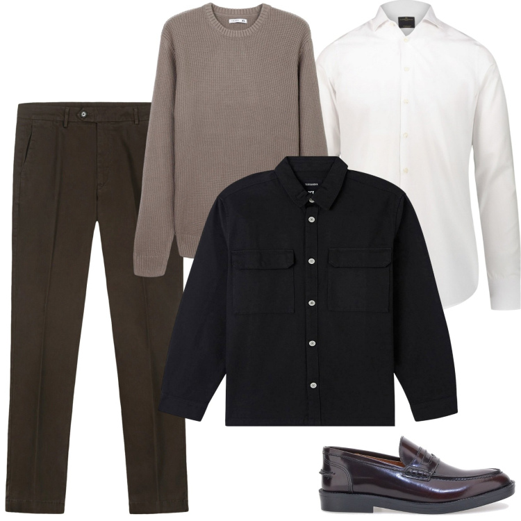 Outfit uomo - Mocassini Bordeaux in Pelle. Stile Casual per Ufficio. Abbinamento con cappotti, maglieria, camicie, scarpe stringate, pantaloni chino.