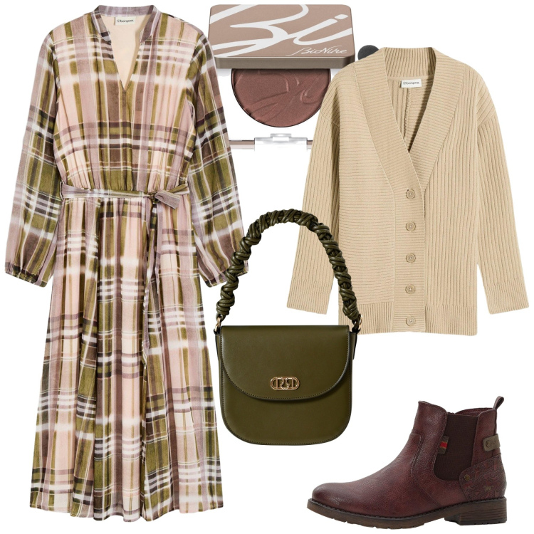 Outfit donna - Total look #2254765. Stile Etnico per Tutti i giorni. Abbinamento con stivaletti, cardigans, vestiti, ombretti, borse a mano.