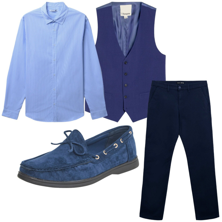 Outfit uomo - Il gilet sportivo. Stile Trendy per Tutti i giorni. Abbinamento con gilet, scarpe stringate, pantaloni chino, camicie.