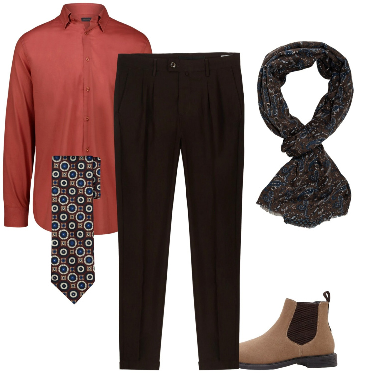Outfit uomo - Conviene. Stile Business/Elegante per Ufficio. Abbinamento con stivali e stivaletti, pantaloni, camicie, cravatte, sciarpe.