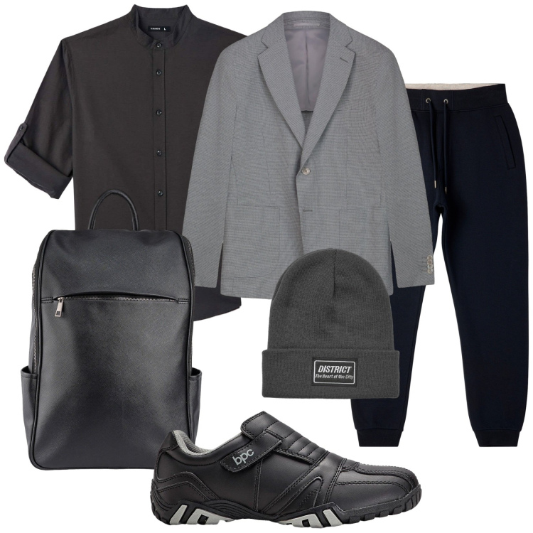 Outfit uomo - Comodo con stile. Stile Trendy per Tutti i giorni. Abbinamento con scarpe sportive, camicie, pantaloni, berretti, giacche, borse sportive.