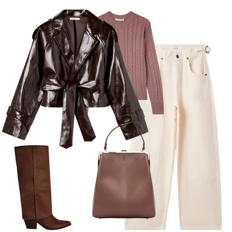 Outfit donna - Terranova. Stile Trendy per Tutti i giorni. Abbinamento con stivali sopra il ginocchio, pantaloni, maglieria, giacche, borse a spalla.