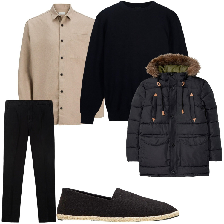 Outfit uomo - New look. Stile Trendy per Ufficio. Abbinamento con espadrillas, giacche, camicie, pantaloni, maglieria.