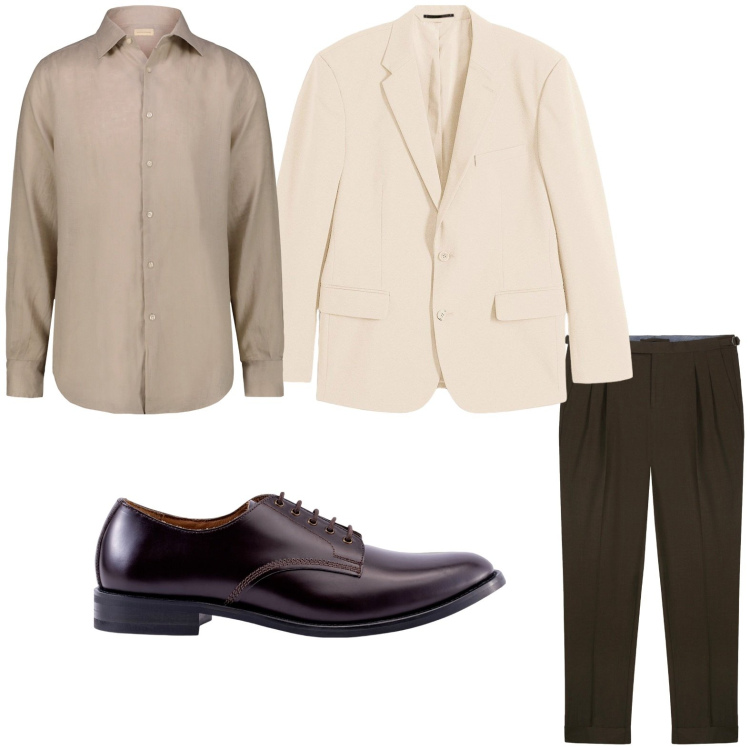 Outfit uomo - Il blazer chiaro. Stile Trendy per Ufficio. Abbinamento con giacche, camicie, scarpe stringate, pantaloni.