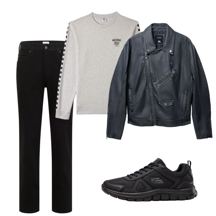 Outfit uomo - Fall. Stile Urban per Tutti i giorni. Abbinamento con sneakers, jeans dritti, giacche, felpe.