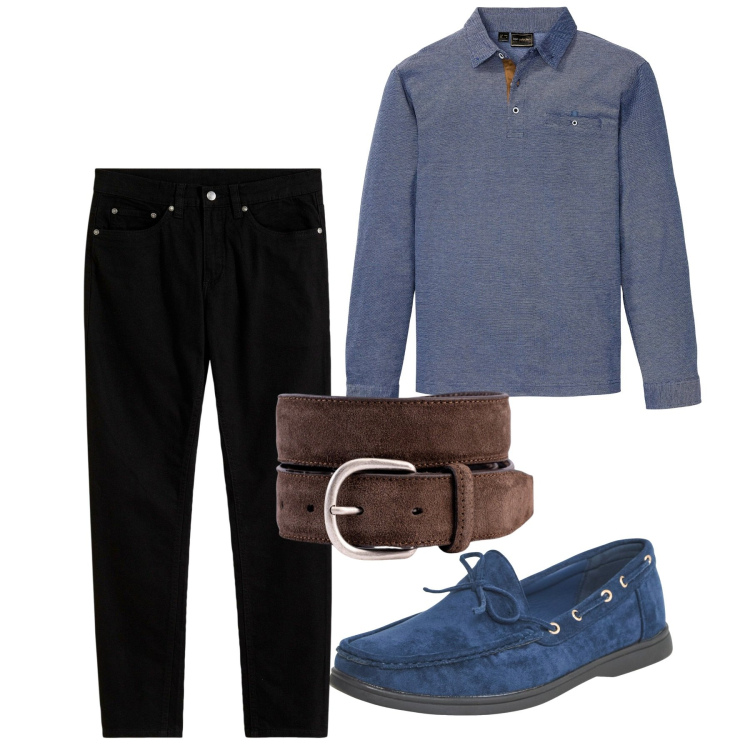 Outfit uomo - Accessori scamosciati. Stile Casual per Tutti i giorni. Abbinamento con jeans slim fit, polo, scarpe stringate, cinture.