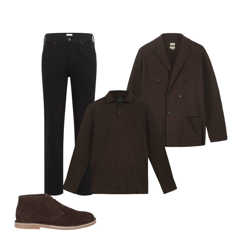 Outfit uomo - In città. Stile Urban per Tutti i giorni. Abbinamento con jeans dritti, polo, stivali e stivaletti, giacche.