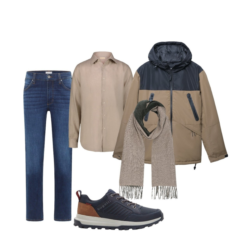 Outfit uomo - Total look #2254956. Stile Casual per Tutti i giorni. Abbinamento con jeans dritti, sneakers, bomber, camicie, sciarpe.