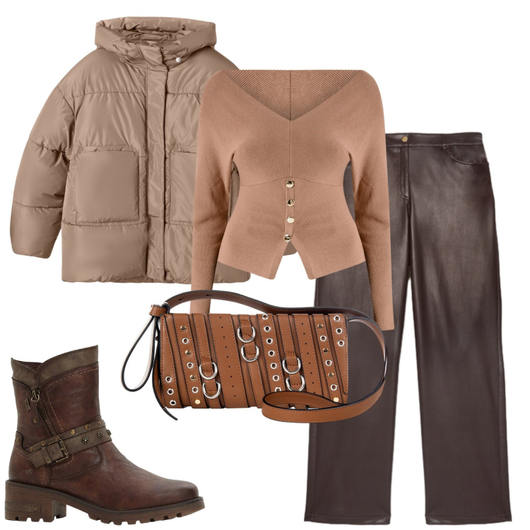 Outfit donna - Total look #2255056. Stile Urban per Tutti i giorni. Abbinamento con stivaletti, bomber, maglieria, borse a spalla, pantaloni.