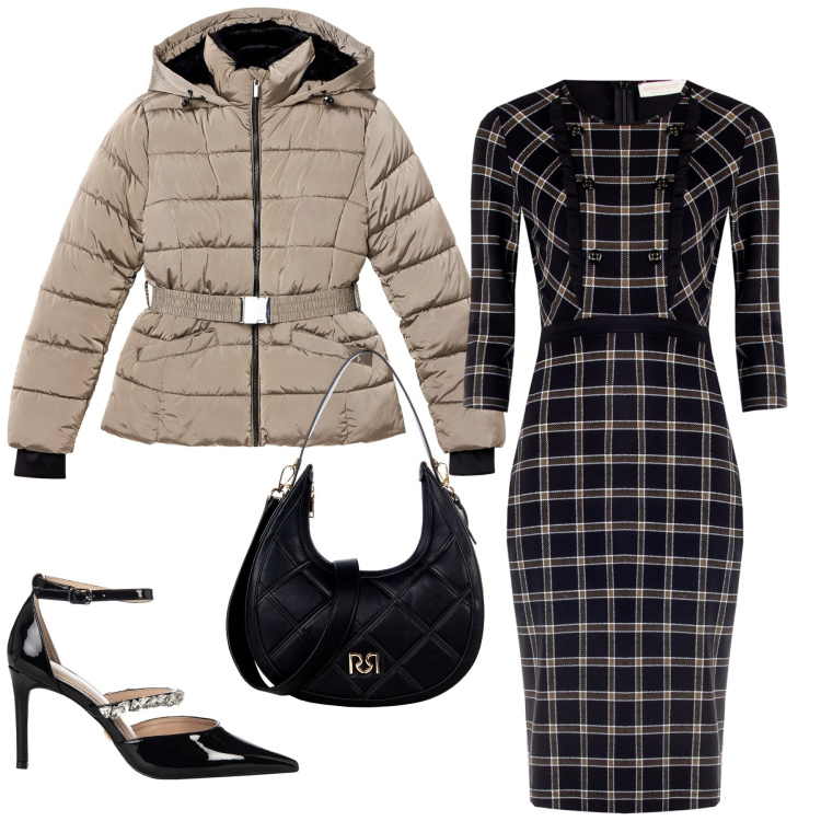 Outfit donna - Total look #2255100. Stile Chic per Serata fuori. Abbinamento con piumini, borse a tracolla, décolleté, vestiti a tubino.