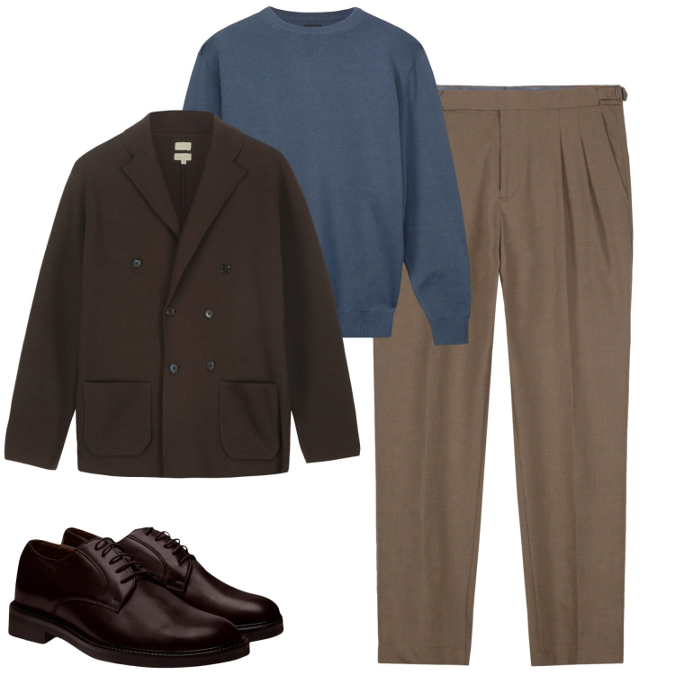 Outfit uomo - City. Stile Urban per Tutti i giorni. Abbinamento con scarpe stringate, maglieria, pantaloni, giacche.