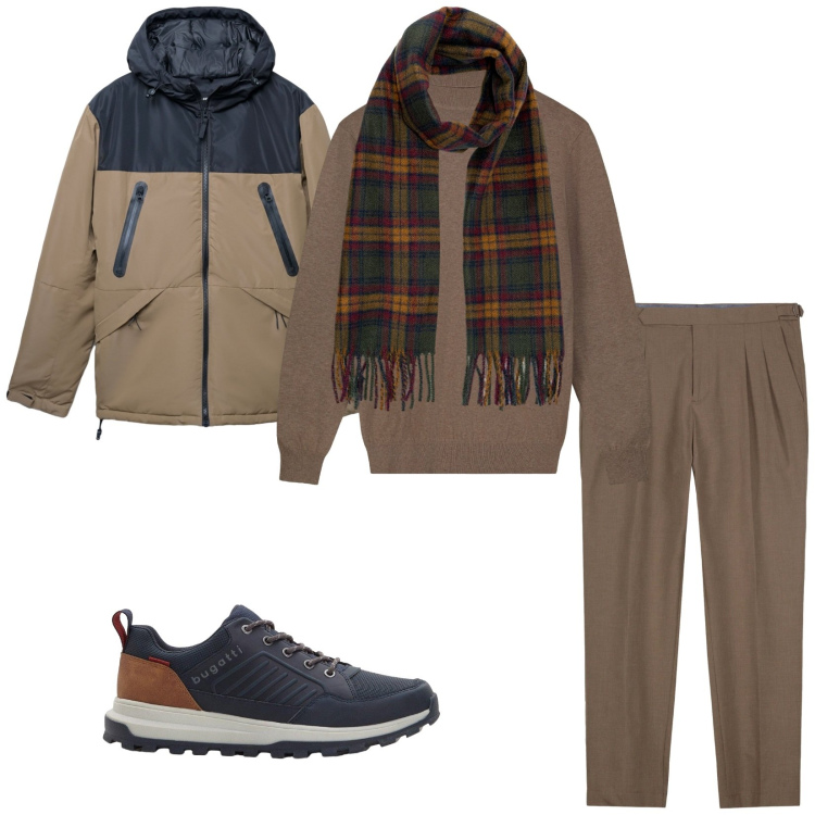 Outfit uomo - Total look #2255201. Stile Casual per Tutti i giorni. Abbinamento con sneakers, bomber, pantaloni, maglieria, sciarpe.