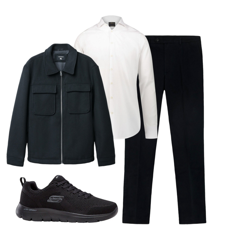 Outfit uomo - City. Stile Urban per Tutti i giorni. Abbinamento con sneakers, cappotti, camicie, pantaloni.