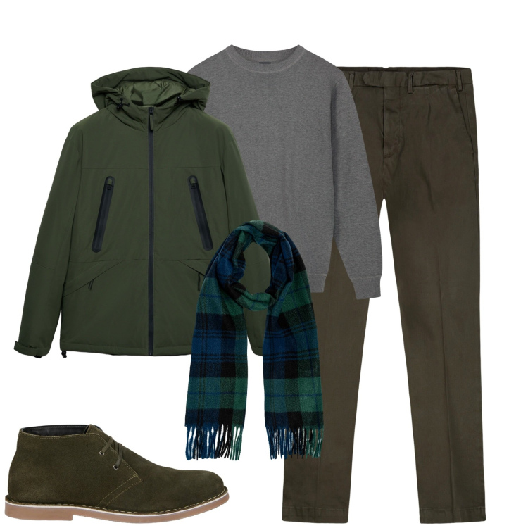 Outfit uomo - City. Stile Urban per Tutti i giorni. Abbinamento con giacche, pantaloni, stivali e stivaletti, maglieria, sciarpe.