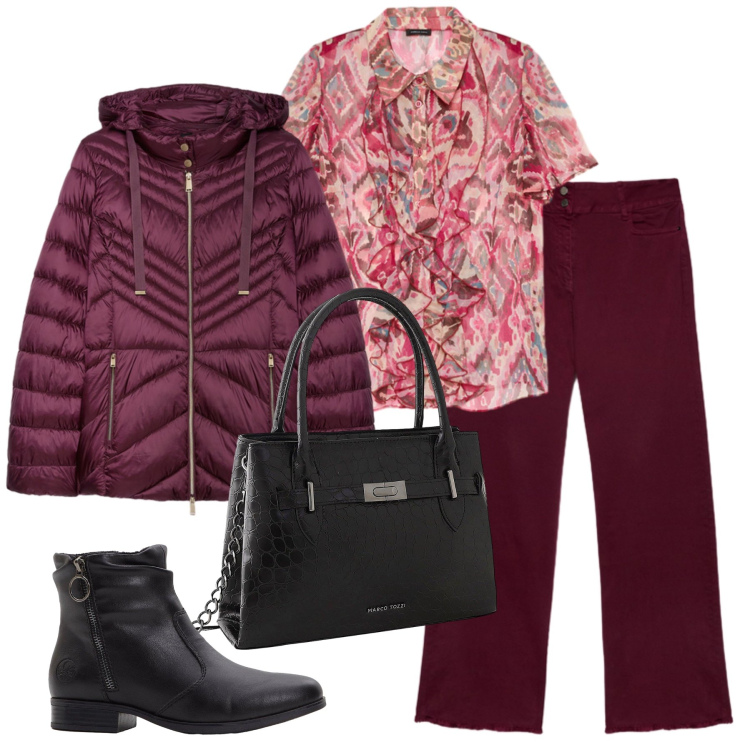 Outfit donna - Total look #2255230. Stile Casual chic per Tutti i giorni. Abbinamento con stivaletti, borse a mano, jeans dritti, piumini, bluse.