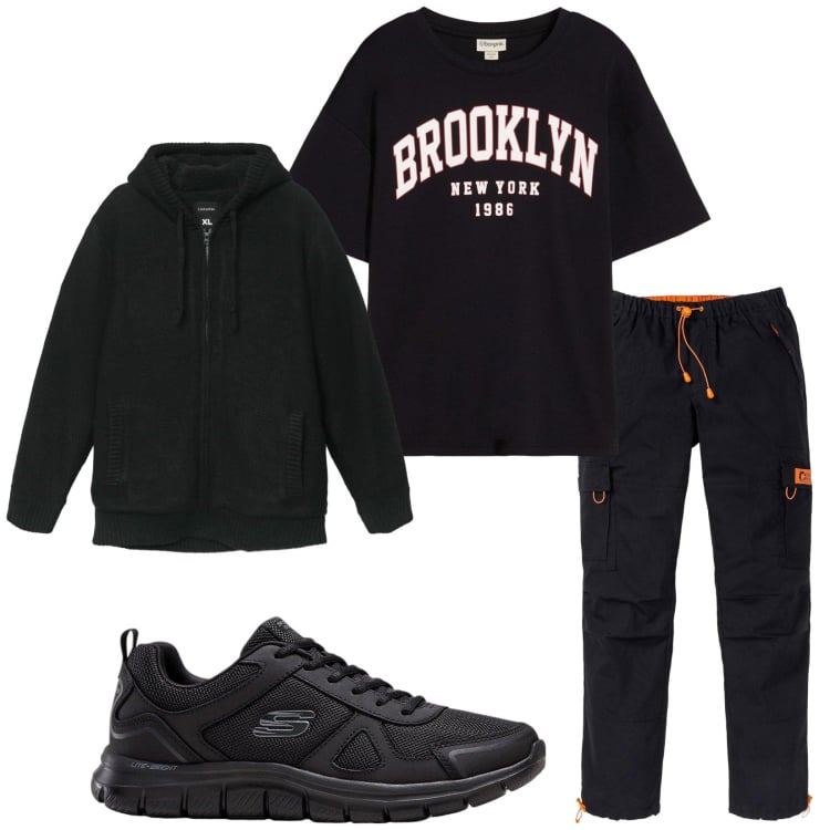 Outfit uomo - Total look #2255287. Stile Urban per Sport. Abbinamento con pantaloni, sneakers, t-shirt, felpe con cappuccio.