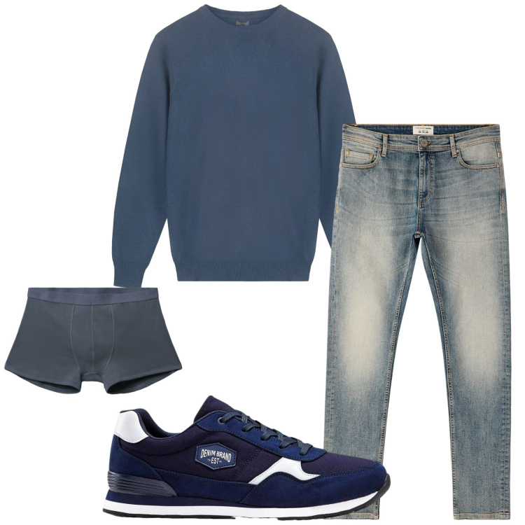 Outfit uomo - Total look #2255294. Stile Casual per Tutti i giorni. Abbinamento con sneakers, jeans skinny, boxer, maglieria.