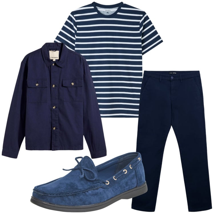 Outfit uomo - Total look #2255298. Stile Casual per Tutti i giorni. Abbinamento con giacche, scarpe stringate, t-shirt, pantaloni chino.