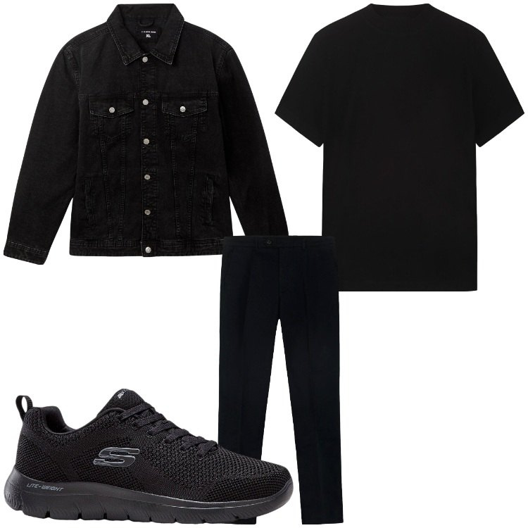 Outfit uomo - Casual black. Stile Casual per Tutti i giorni. Abbinamento con sneakers, giacche, t-shirt, pantaloni.