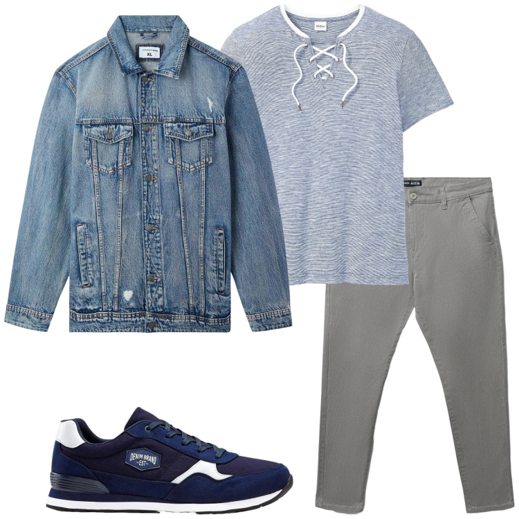 Outfit uomo - Total look #2255315. Stile Casual per Tutti i giorni. Abbinamento con sneakers, t-shirt, giacche, pantaloni chino.