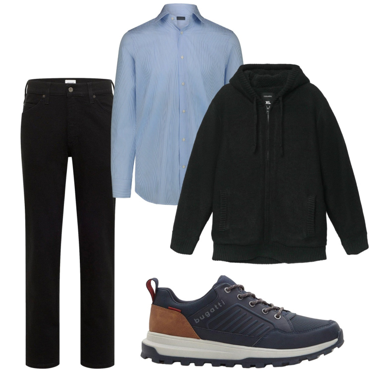 Outfit uomo - In città. Stile Urban per Tutti i giorni. Abbinamento con jeans dritti, sneakers, felpe con cappuccio, camicie.